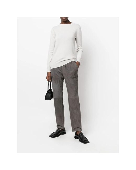 Lorena Antoniazzi Lichtgrijze Cashmere Crewneck Jumper in het White