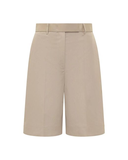 Thom Browne High Waist Lange Shorts in het Natural