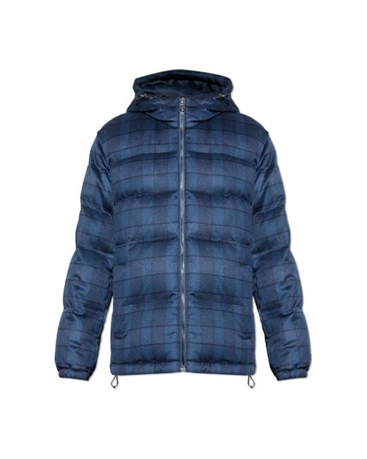 Etro Jassen ,Blauw ,Wol Wollen En Kasjmier Donzen Jas Met Ruitmotief in het Blue voor heren