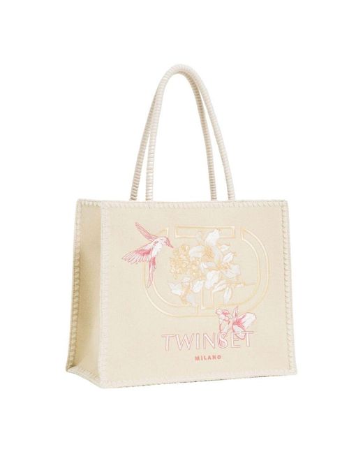 Tote Bags di Twinset in Natural