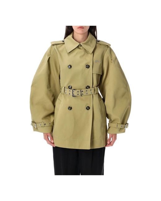 Ganni Green Trench Coats