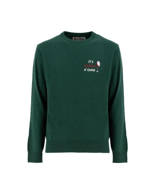 Mc2 Saint Barth Green Round-Neck Knitwear for men