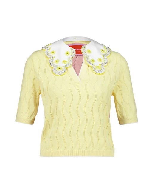 LaDoubleJ Yellow V-Neck Knitwear