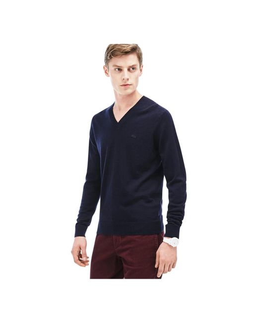 Knitwear > v-neck knitwear Lacoste pour homme en coloris Blue