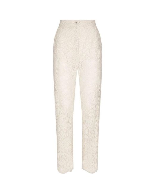 Dolce & Gabbana White Straight Trousers
