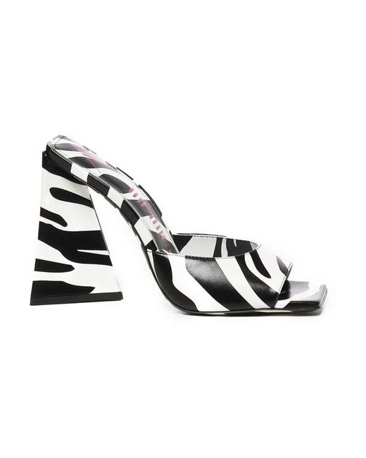 The Attico Metallic Zebra print pyramid heel sandalen