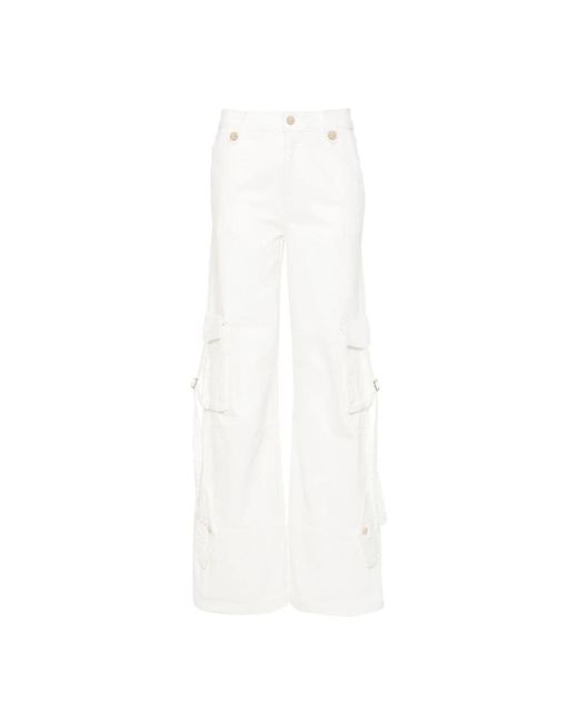 Pantaloni in twill con cristalli di Blugirl Blumarine in White