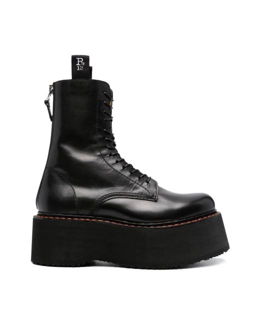 R13 Black Lace-Up Boots