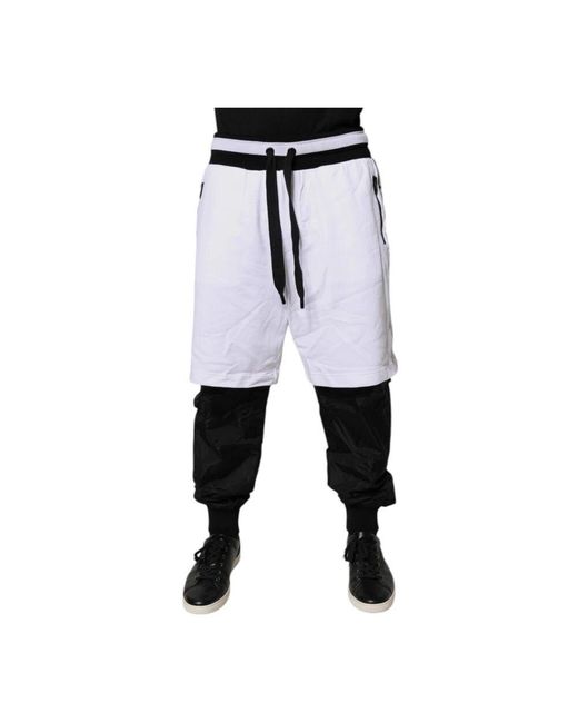 Dolce & Gabbana Schwarze & Weiße Baumwoll-Jogger-Sweatpants in Black für Herren