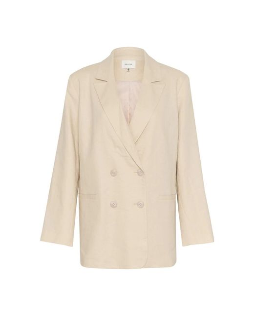 Gestuz Jassen ,Linnen Ancient Scroll Linen Blazer in het Natural