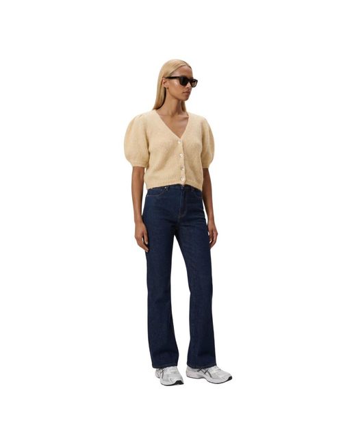 American Dreams Truien & Vesten ,Wol V-Hals Cropped Vest Almond in het Natural