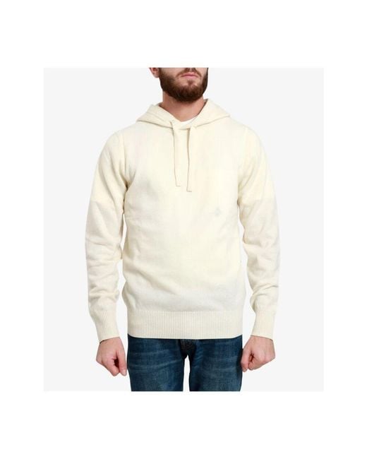 Paolo Pecora Cremefarbener wollpullover mit kapuze in Natural für Herren