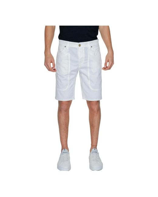 Shorts in cotone bianco con tasche di Jeckerson in Blue da Uomo
