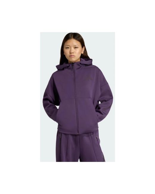 Adidas Fitness ,Paars ,Katoen Z.N.E. Full-Zip Hoodie in het Purple