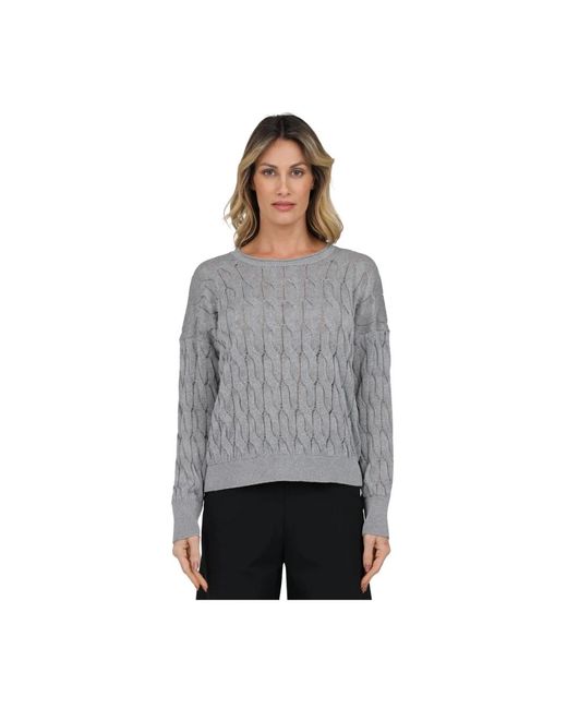 Round-Neck Knitwear di Alpha Studio in Gray
