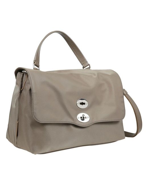 Zanellato Gray Nylon-Handtasche Mit Lederelementen