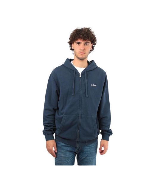Mc2 Saint Barth Blaue zip-hoodie mit logo-detail in Blue für Herren