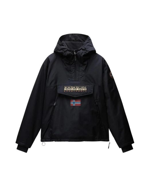 Napapijri Jassen ,Zwart ,Polyester Zwarte Rainforest Anorak Met Dubbele Rits in het Black voor heren