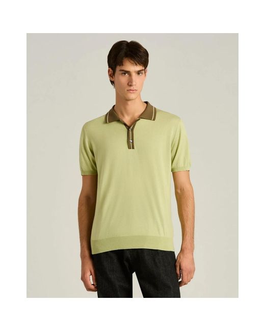 Kiton Tops ,Groen ,Katoen Puur Katoenen Poloshirt Met Contrasterende Kraag in het Green voor heren