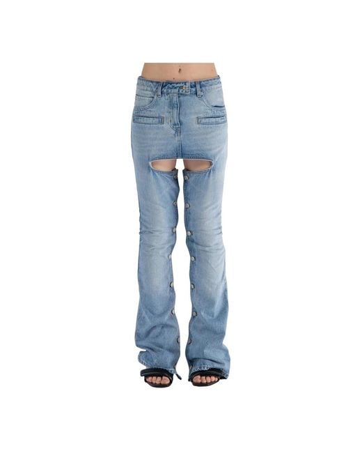 Courreges Blue Blaue Denim Flared Jeans Mit Cut-Out