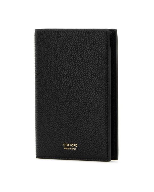 Tom Ford Accessoires ,Zwart ,Stijlvolle Zwarte Leren Paspoorthouder in het Black voor heren