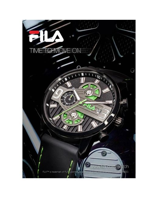 Fila Accessoires ,Zwart ,Herenhorloge Chronograaf Siliconen Band Style 38-175 in het Green voor heren