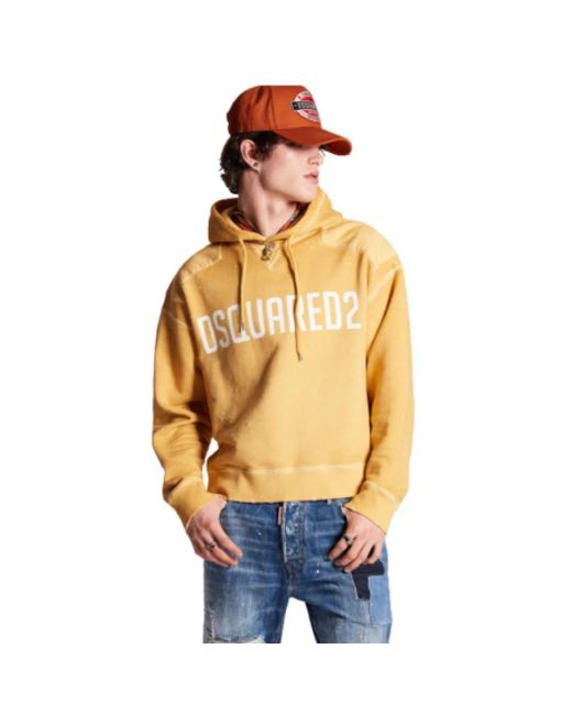 DSquared² Yellow Hoodies for men