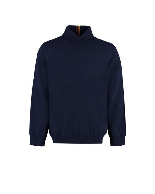 Maglione in cashmere a collo alto a coste di Paul Smith in Blue da Uomo