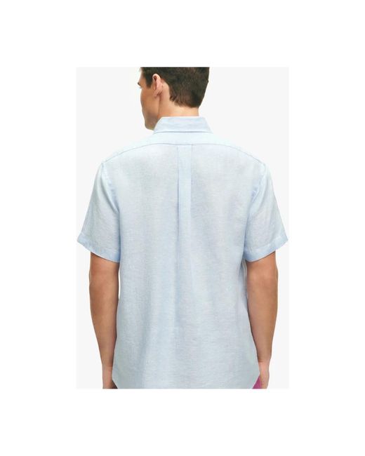 Brooks Brothers Lichtblauw Linnen Overhemd Met Korte Mouwen, Regular Fit En Button-Down Kraag in het Blue voor heren