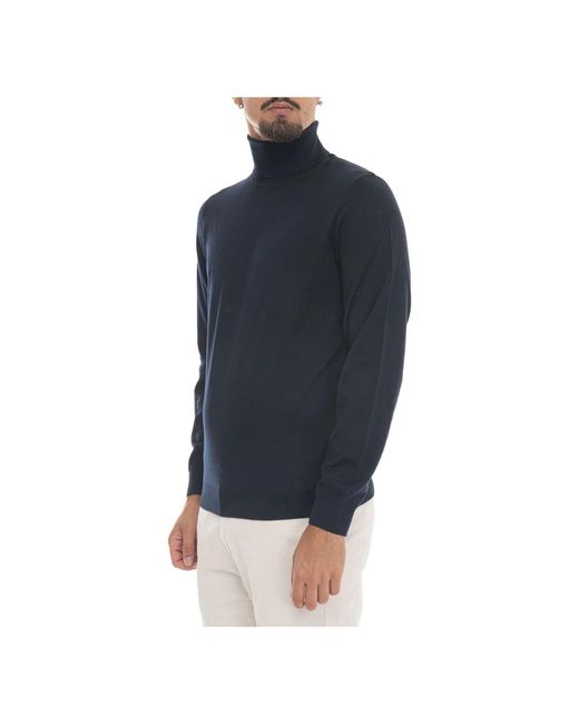 HUGO Truien & Vesten ,Blauw ,Wol Turtleneck Pullover Met Logodetail in het Blue voor heren