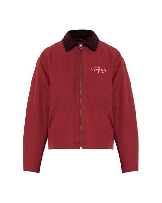 KENZO Jassen ,Rood ,Katoen Winter Holidays Embroidered Utility Jacket voor heren