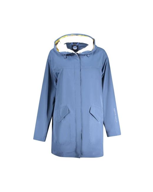 North Sails Jassen ,Blauw ,Polyester Blauwe Parka Met Logo Print in het Blue