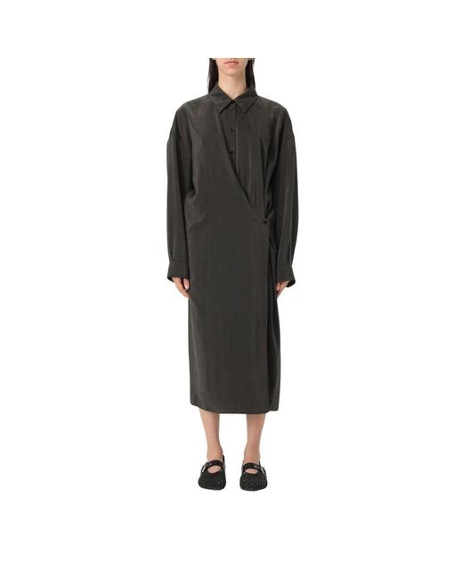 Lemaire Black Kaffee-Getöntes Elegantes Midi-Kleid