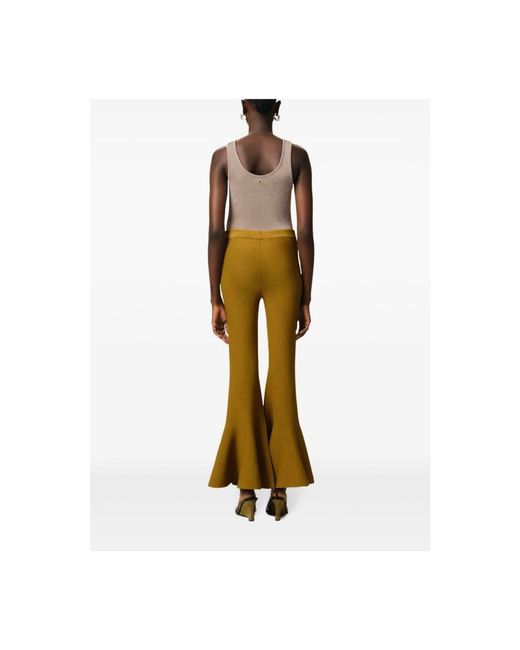 AMI Broeken ,Groen ,Groene Viscose Flare Godet Broek in het Orange