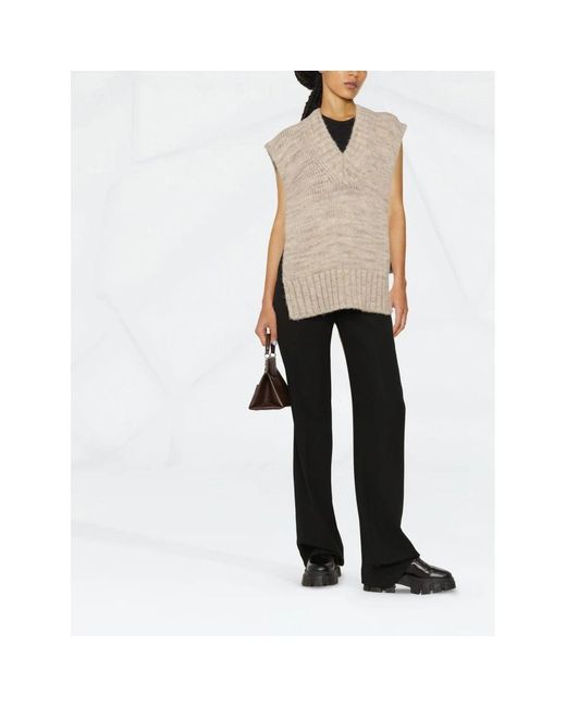 Maison Margiela Natural V-Neck Knitwear