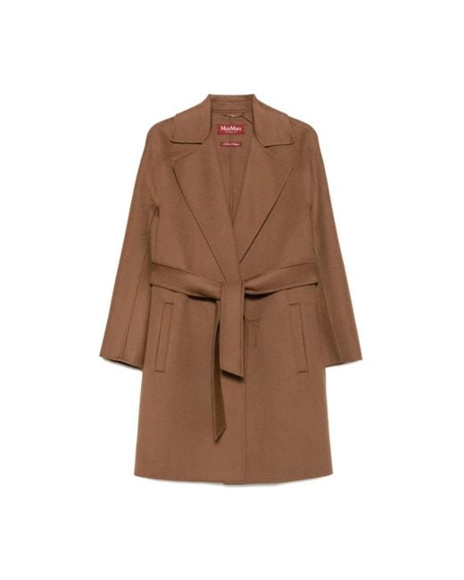 Max Mara Brown Mink-Wickelmantel Mit Peak Revers