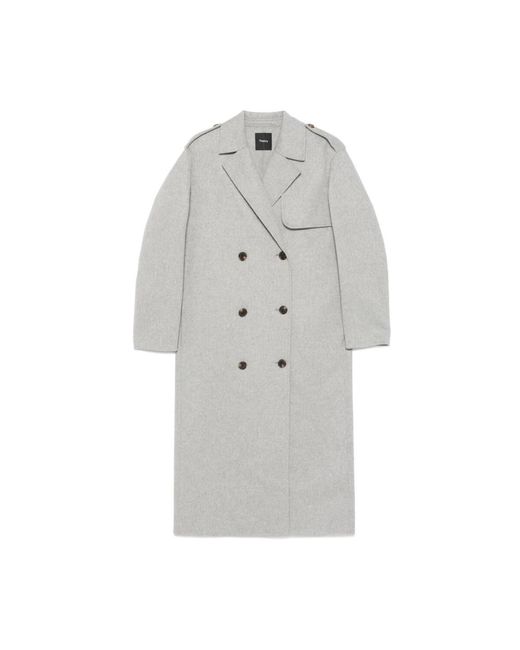Double-Breasted Coats Theory de color Gray
