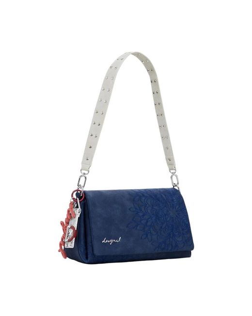 Desigual Blauwe Bloemenpatroon Handtas Met Schouderband in het Blue