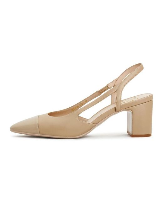 CESARE GASPARI Natural Slingback block heels pumps jasmine