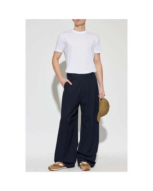 Tom Ford Tops ,Wit ,Katoen Lyocell Katoen T-Shirt Met Ronde Hals in het White voor heren