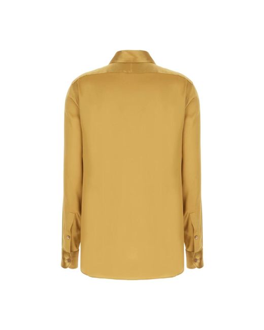 Tom Ford Overhemden ,Geel ,Fluid Charmeuse Zijden Blouse in het Yellow