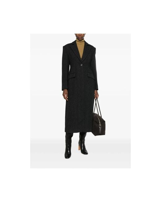 Tela Black Single-Breasted Coats