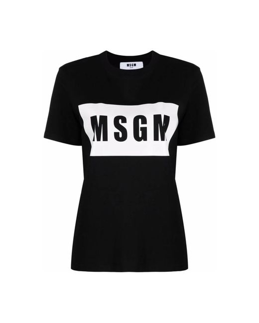 Camiseta Negra Con Estampado De Logo, Mujer, Talla MSGM de color Black