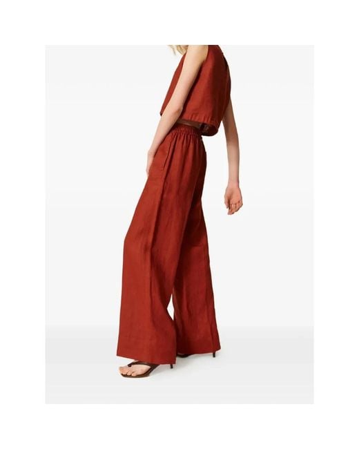 Twinset Red Wide Trousers