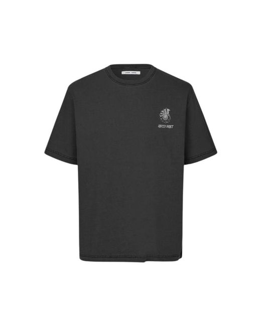 Samsøe & Samsøe Bedrucktes baumwoll-t-shirt mit lockerer passform in Black für Herren