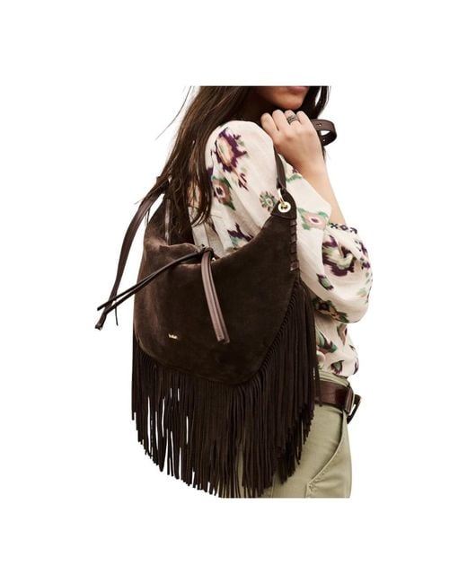 Ba&sh Brown Suede Swing Bag