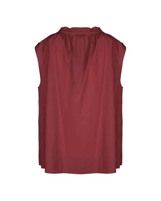 Ottod'Ame Red Bordeaux popeline bluse mit tropfen-ausschnitt