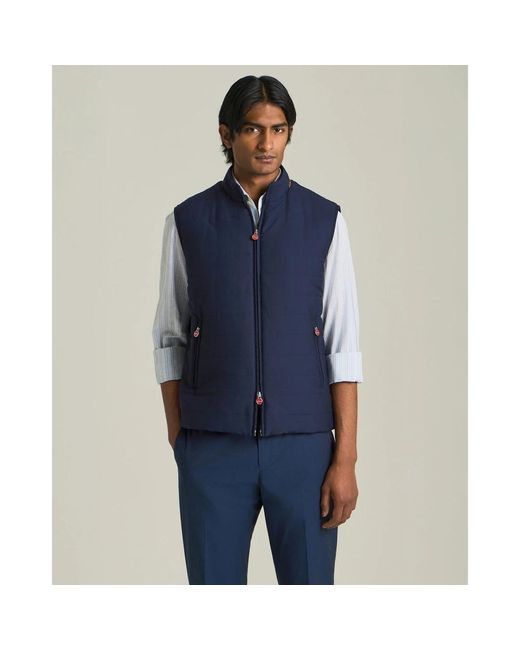 Kiton Jassen ,Blauw ,Wol Wollen Mouwloos Donsjack in het Blue voor heren