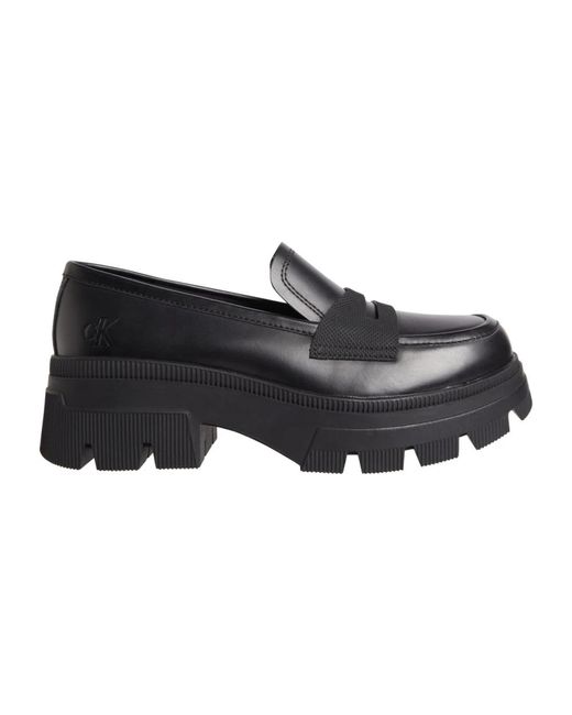 Calvin Klein Black Chunky combat loafer - schwarz