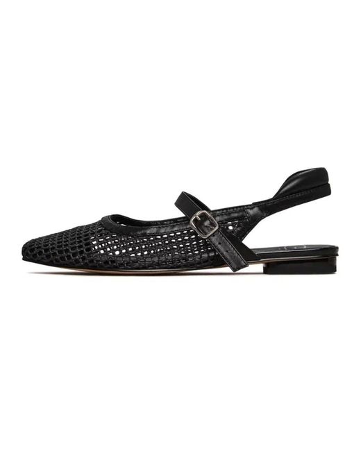 CESARE GASPARI Black Gewebte Slingback Flats